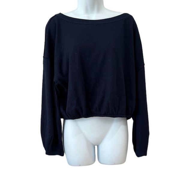 Free People We the Free dark blue stretchy balloon long sleeve top size small - Picture 1 of 11